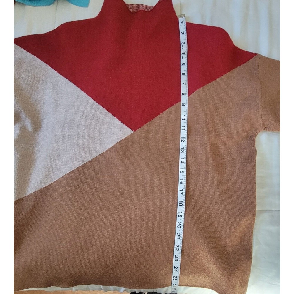 Tahari Womens Colorblock Angled Mock Neck Sweater Size XL Casual - Picture 7 of 7